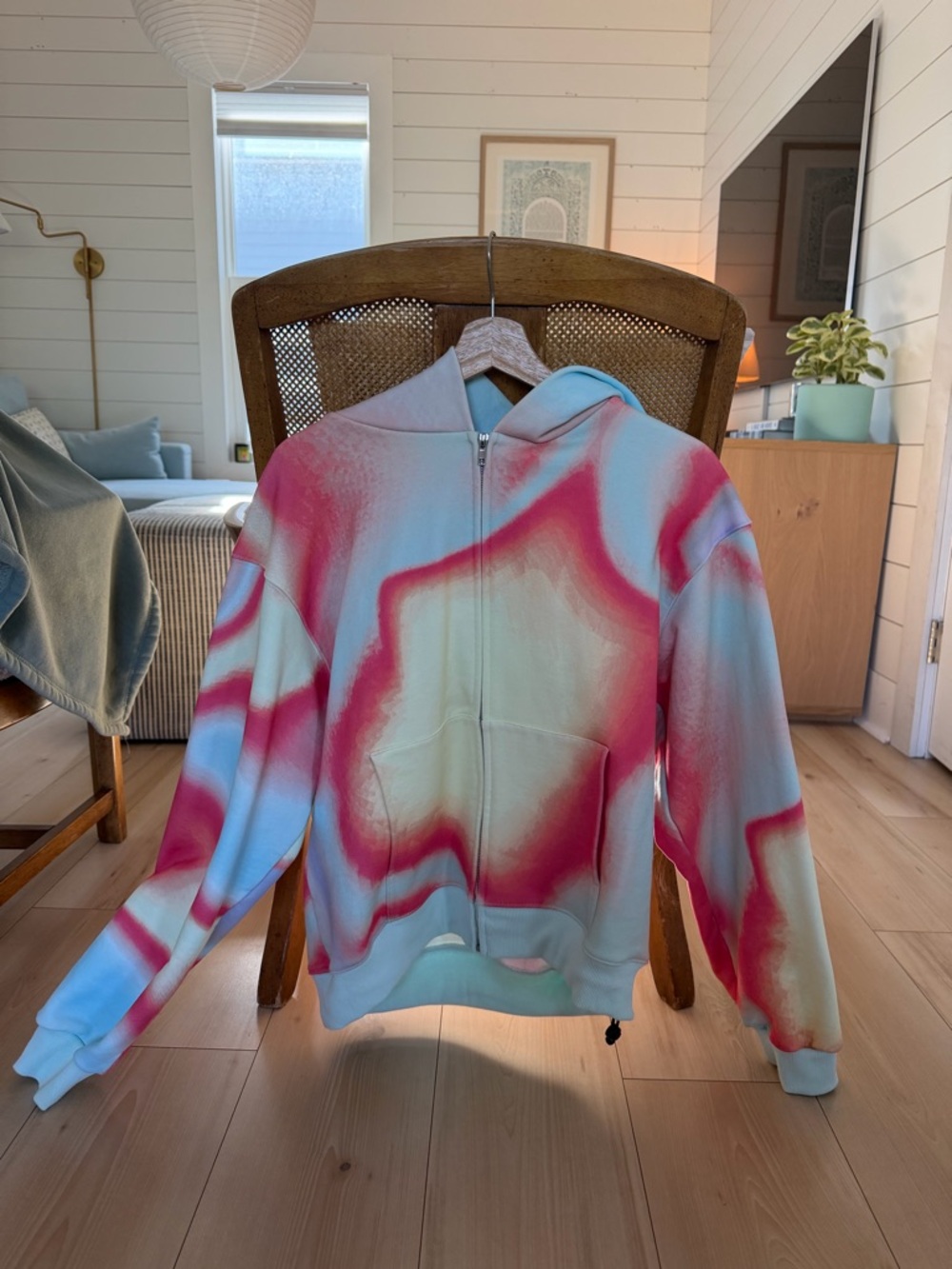 BAD SON SPCTRM Zip-Up Hoodie in Pastel Blue and Pink AND yellow